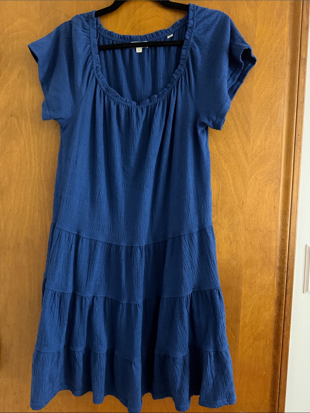 Max Studio Navy Blue Tiered Scoop-Neck Mini Dress